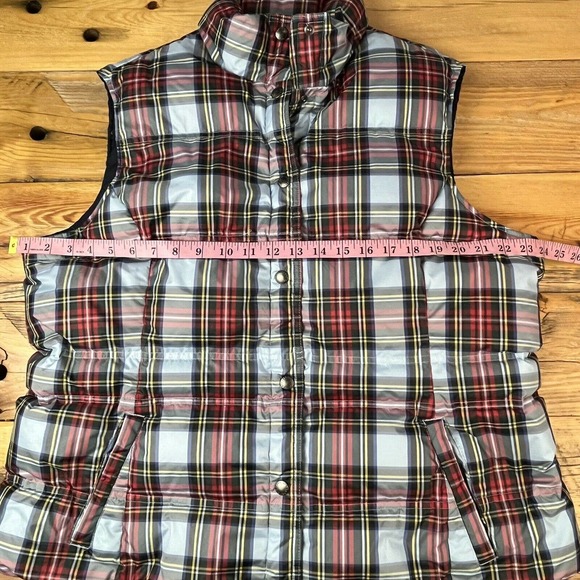 Lands End Puffer Vest Plaid Snap Up Pockets - Picture 8 of 10